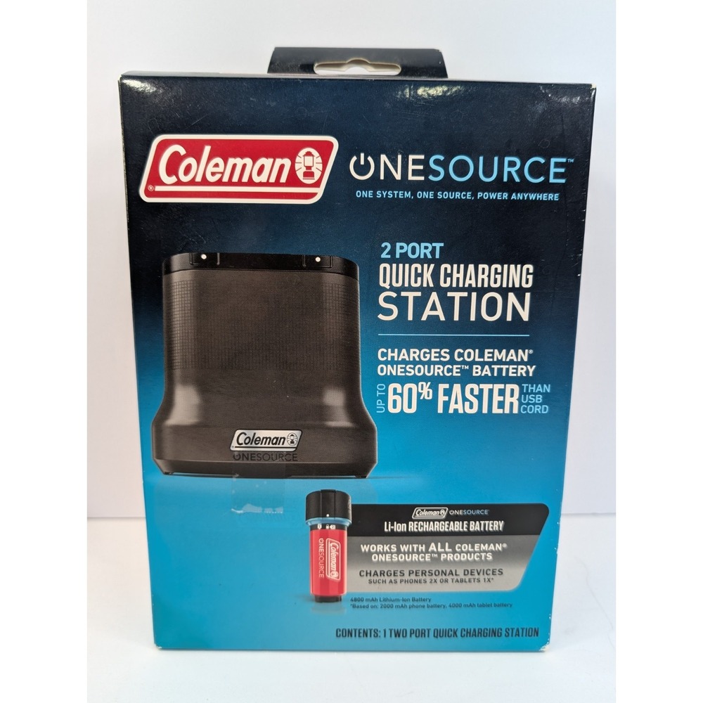 Coleman OneSource Rechargeable 2 port Battery Quick Charging Station‎ New